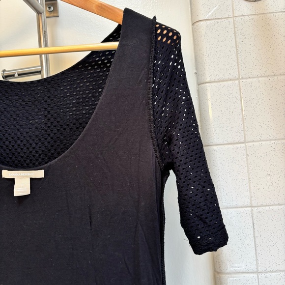 Banana Republic Black Mesh Midi Dress Size 8 Viscose Stretch - Picture 6 of 8